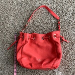 kate spade drawstring shoulder bag; gently used condition; pink, salmon, coral